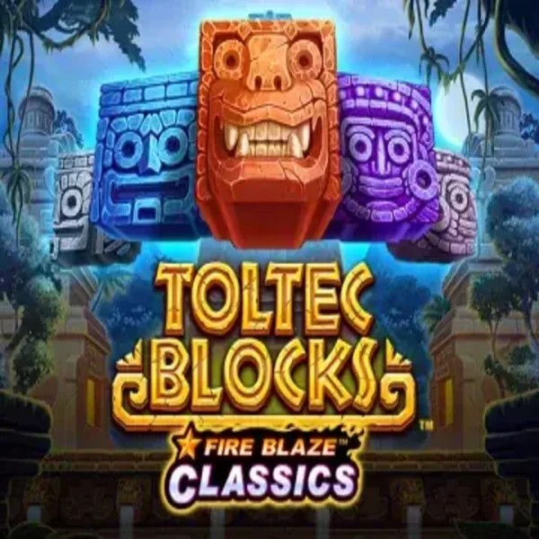 Fire Blaze: Toltec Blocks slot logo by Rarestone Gaming at Bof Casino